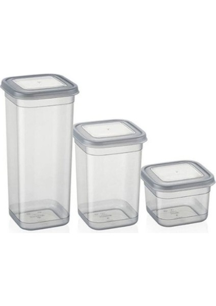 Gri 3'lü Plastik Kare Saklama Seti, Pratik ve Şık Mutfak Çözümü fırsatları