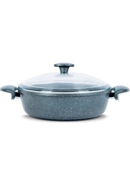 Gri Renk 24CM Döküm Granit Tencere, Karnıyarık ve Pilav Için Uygun