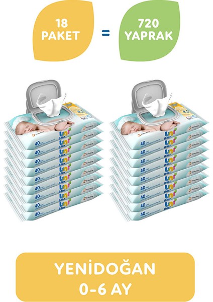 Yenidoğan Bebek Islak Mendil 0- 6 Ay 18X40 Adet fiyatları