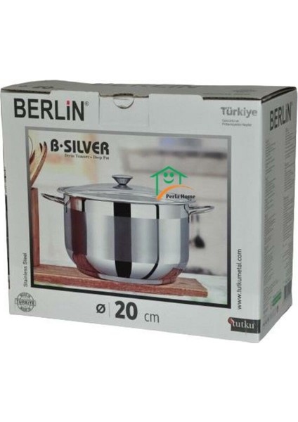 Gri 20X10 cm Derin Çelik Tencere, Sağlam ve Şık Mutfak Gereci