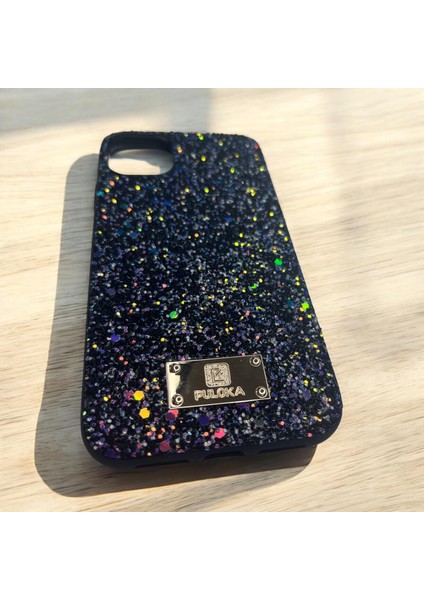 iPhone 15 Pro Parlak Lüx Simli Iç Kısmı Kadife Kumaşlı Telefon Kılıfı