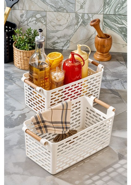 Çok Amaçlı Şık Plastik Sepet Seti, 5 Lt, 27X15X12 Cm, Buzdolabı ve Banyo Organizerleri modelleri