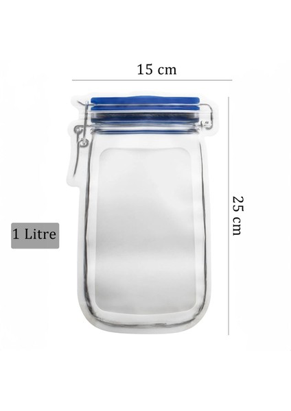 3'lü 1 Lt Kavanoz Görünümlü Kilitli Saklama Poşeti Seti, Beyaz Renk fiyatları