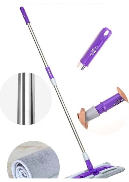 Teleskopik Saplı, Mandallı, Bez Takılabilen Yer ve Duvar Temizleme Mobu