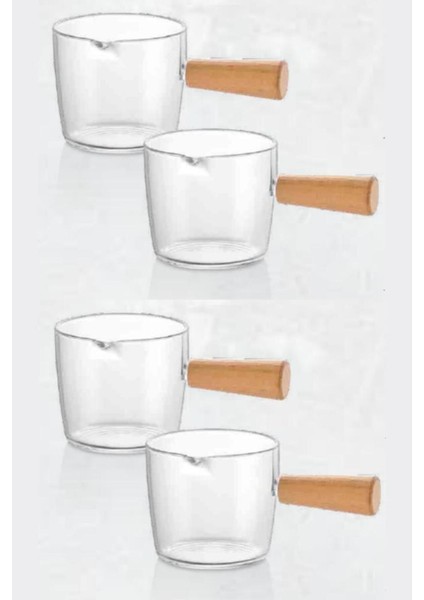 Ahşap Saplı 4’lü Mika Sosluk Takımı, Sunum ve Baharat Seti, Turuncu Renkli modelleri