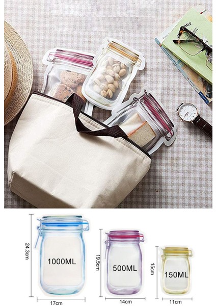 Pratik ve Şık Saklama Poşeti Setleri, Kilitli ve Çıtçıtlı, Buzluk ve Dolap Için Uygun