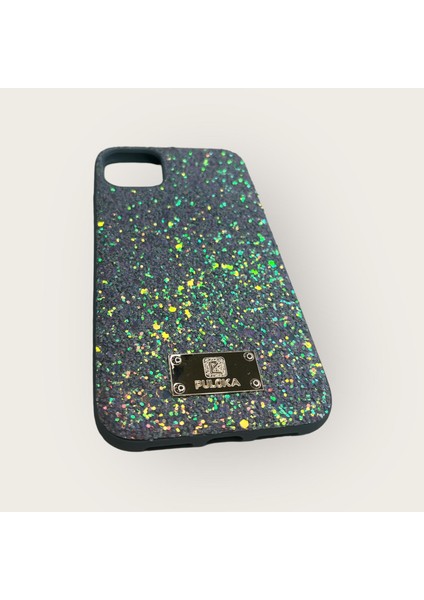 iPhone 15 Pro Parlak Lüx Simli Iç Kısmı Kadife Kumaşlı Telefon Kılıfı