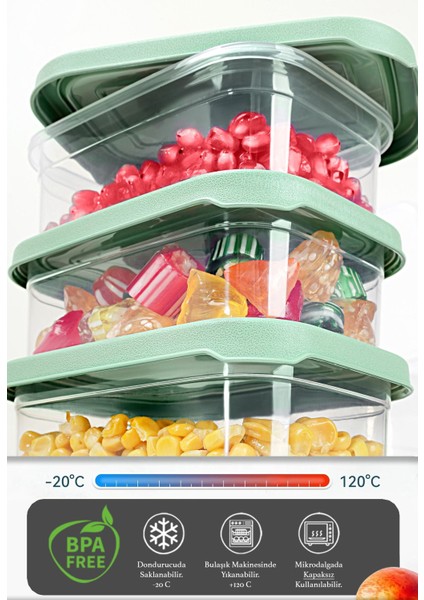 10 Adet Yeşil Dikdörtgen Saklama Kabı, Mikrodalga Uyumlu, 400ML, Düzenleyici Organizer modelleri