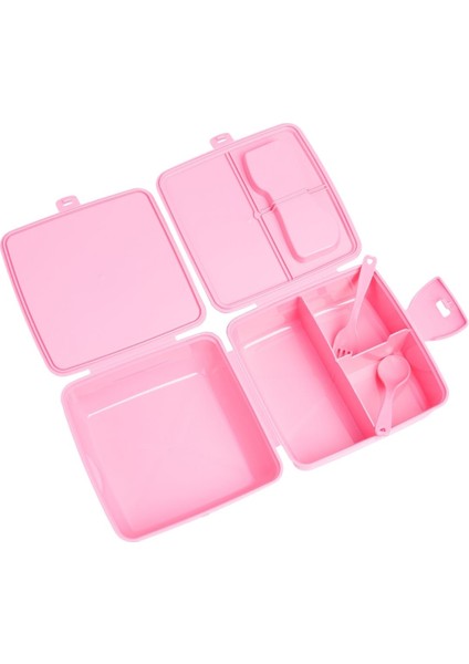 4 Bölmeli Çocuk Beslenme Kutusu, Pembe, Kaşık ve Çatal ile Güzel Saklama Kabı fiyatları