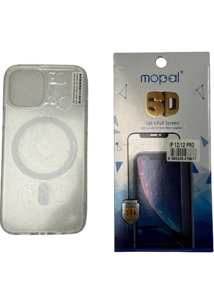 iPhone 12 Pro Magsafe Şeffaf Silikon Kılıf Kırılmaz Cam Hediye