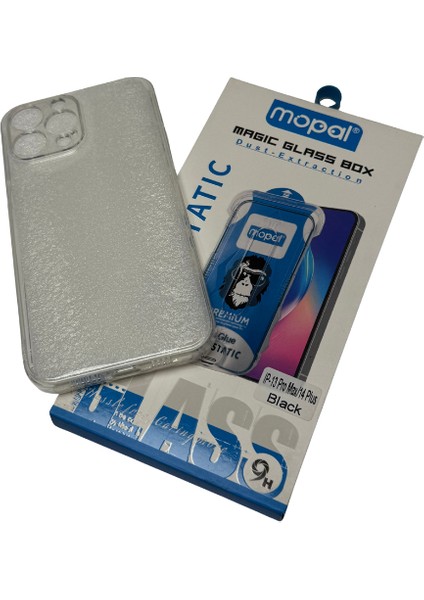 iPhone 13 Pro Max Şeffaf Silikon Kılıf Kırılmaz Cam Hediye