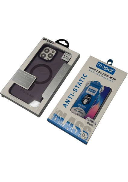 iPhone 13 Pro Max Derin Mor Transparant Kılıf Kırılmaz Cam Hediye