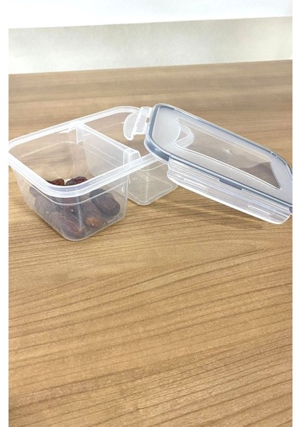 Iki Bölmeli 0,45+0,45 Litre Kilitli Saklama Kabı Beyaz