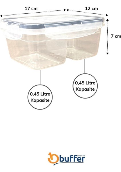Iki Bölmeli 0,45+0,45 Litre Kilitli Saklama Kabı Beyaz fiyatları