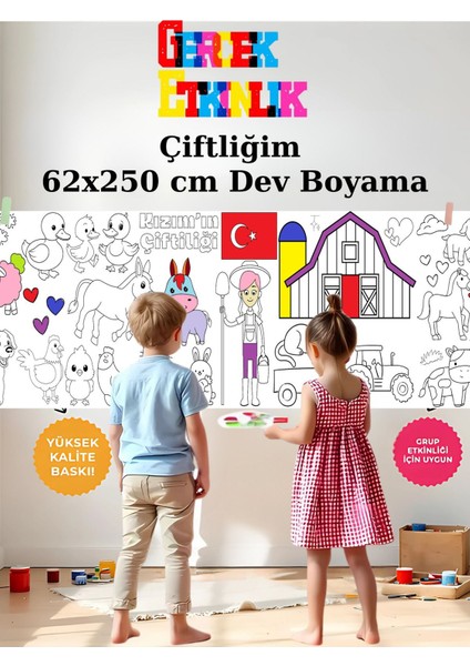 Kızımın Çiftiliği 2.5 M Dev Boyama Kağıdı | Kırtasiye Doğal Oyun Hediye