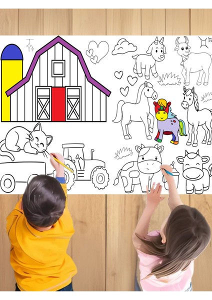 Kızımın Çiftiliği 2.5 M Dev Boyama Kağıdı | Kırtasiye Doğal Oyun Hediye modelleri