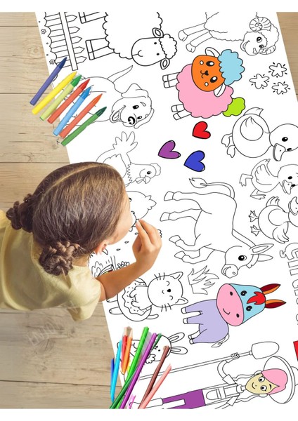 Kızımın Çiftiliği 2.5 M Dev Boyama Kağıdı | Kırtasiye Doğal Oyun Hediye indirimleri