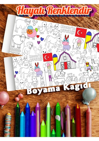 Kızımın Çiftiliği 2.5 M Dev Boyama Kağıdı | Kırtasiye Doğal Oyun Hediye