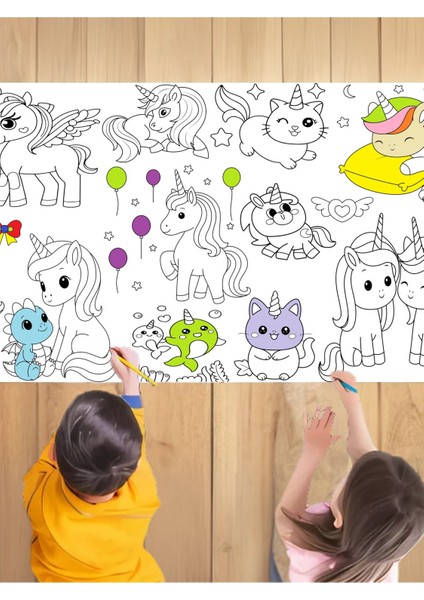 Minik Unicornlar 2.5 M Dev Boyama Kağıdı | Özel Gün Kırtasiye Doğal Oyun Hediye fiyatları