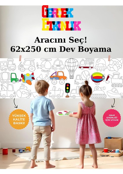 Araçlar 2.5 Dev Boyama Kağıdı | Taksi Gemi Kamyon Uçak | Doğum Günü Partisi Anaokulu Oyun Hediyesi