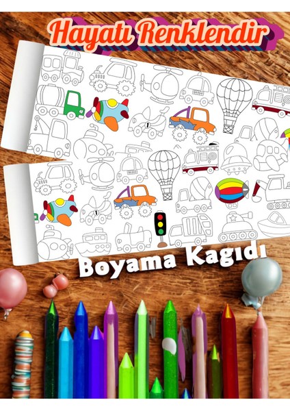 Araçlar 2.5 Dev Boyama Kağıdı | Taksi Gemi Kamyon Uçak | Doğum Günü Partisi Anaokulu Oyun Hediyesi