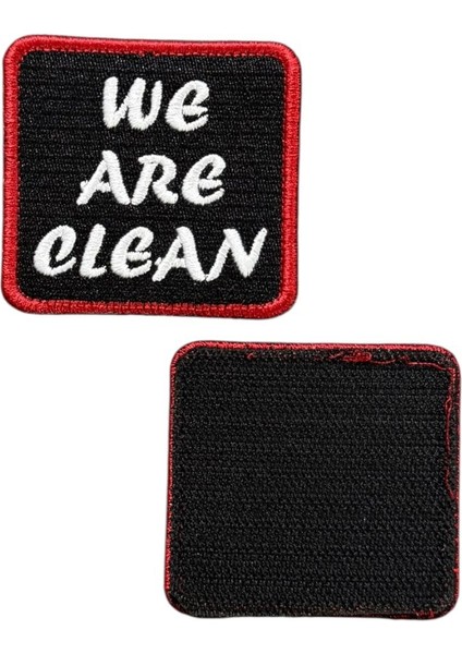 Siyah Zemin We Are Clean Yazılı Nakış Patch Peç - 6x5.5 cm fiyatları