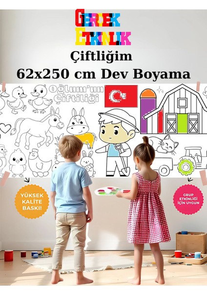 Oğlumun Çiftliği 2.5 M Dev Boyama Kağıdı | Kırtasiye Doğal Oyun Hediye