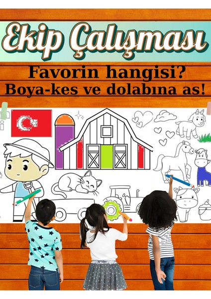 Oğlumun Çiftliği 2.5 M Dev Boyama Kağıdı | Kırtasiye Doğal Oyun Hediye fiyatları