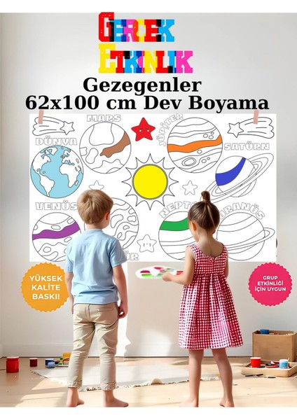 3'lü Set Uzay Temalı 3 Metre Dev Boyama Kağıdı | Doğum Günü Partisi Anaokulu Oyun Hediyesi