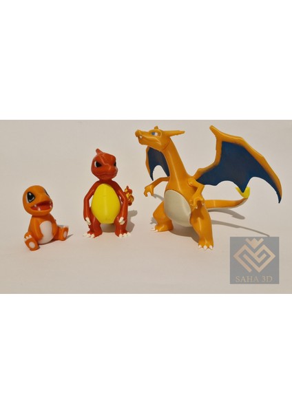 Charmander, Charmeleon ve Charizard Figür Pokemon Gelişim Seti