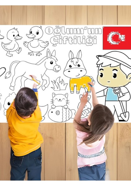 Oğlumun Çiftliği 2.5 M Dev Boyama Kağıdı | Kırtasiye Doğal Oyun Hediye