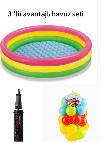 3'lü Havuz Seti, Havuz Topu ve Pompa Avantajlı Paket 86X253 ve 86X25