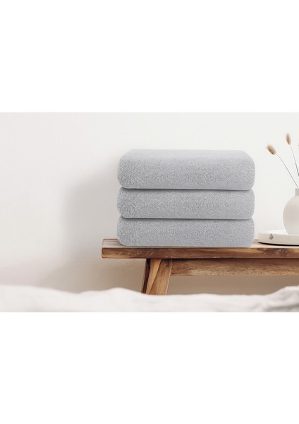 3'lü Set Gri %100 Pamuk El Havlusu 50X90 Cm, Gri Otel Havlusu