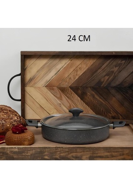 Beyaz Granit Karnıyarık Tencere 24 Cm, Dayanıklı ve Şık Mutfak Gereci