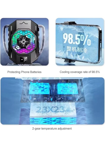 Gaming Telefon Sessiz Hava Soğutma Fan Derece Gösterge 2 Kademe Radyatör Sessiz Fan Telefon Soğutucu modelleri