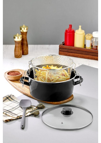 Cam Kapaklı, 26 cm Kızartma Tencere, Şık ve Dayanıklı Mutfak Gereci
