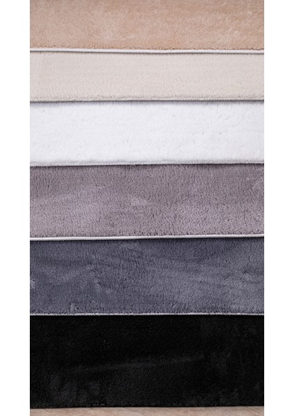 Gri Peluş Yumuşak Tüylü Puf Kaymaz Taban Yıkanabilir Halı