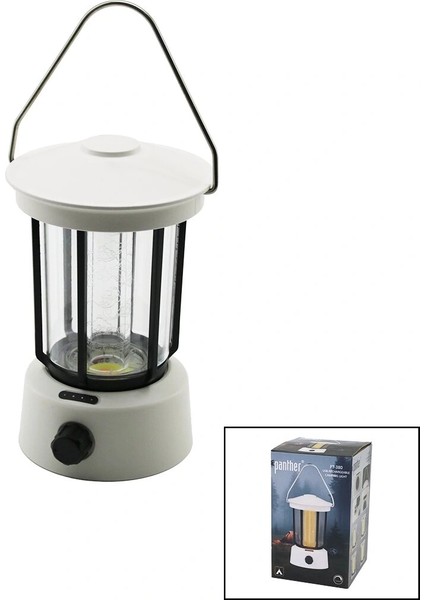 Fanus Kamp Lambası El Feneri USB Şarjlı Powerbank 5W Cob LED 800LUMEN Işık Ayarı Gün Işık - Beyaz PT-380 (5047)