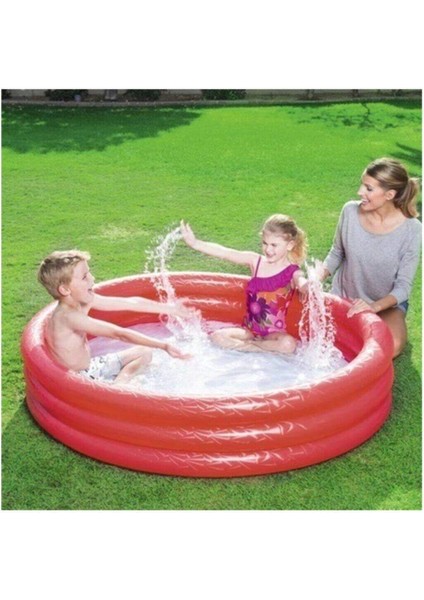 Kırmızı Üç Halkalı 152X30 cm Genişliğiyle Neşeli Havuz Keyfi