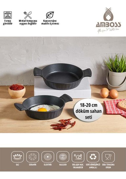Iki Parça Döküm Sahan Seti, 18 ve 20 Cm, Şık ve Dayanıklı Tasarım