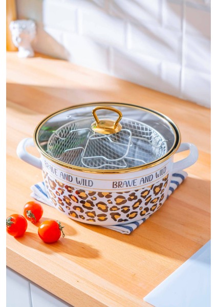 Indüksiyon Uyumlu Emaye Kızartma Tenceresi 22 Cm, Siyah