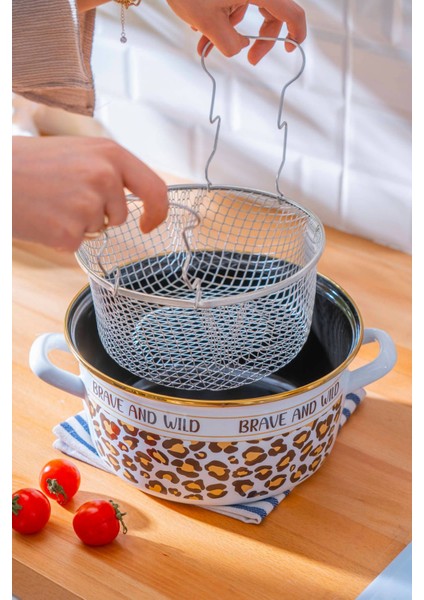 Indüksiyon Uyumlu Emaye Kızartma Tenceresi 22 Cm, Siyah fiyatları