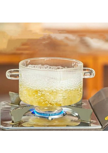 Şık Çizgili 1.7l Isıya Dayanıklı Çelik Kapaklı Cam Tencere modelleri