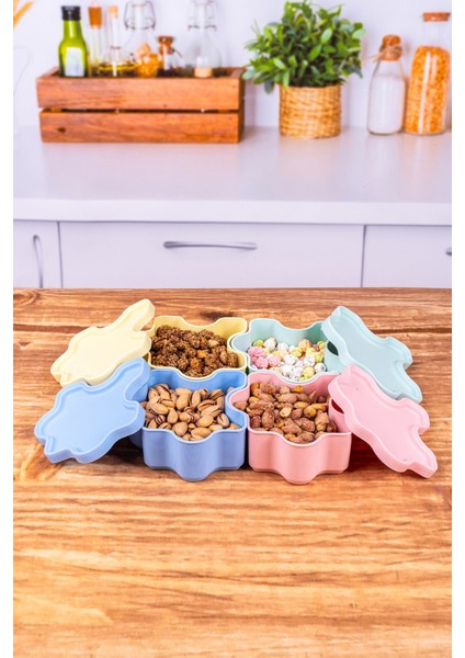 4'lü Renkli Kapaklı 11 cm Saklama Kabı Seti, Çerez ve Kahvaltılıklar Için Mükemmel