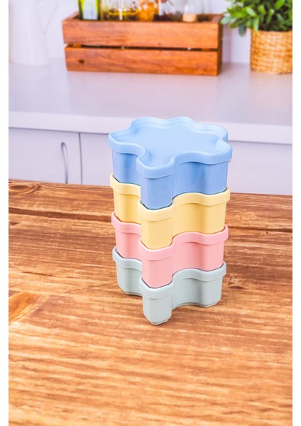 4'lü Renkli Kapaklı 11 cm Saklama Kabı Seti, Çerez ve Kahvaltılıklar Için Mükemmel fiyatları