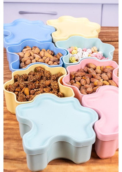 4'lü Renkli Kapaklı 11 cm Saklama Kabı Seti, Çerez ve Kahvaltılıklar Için Mükemmel