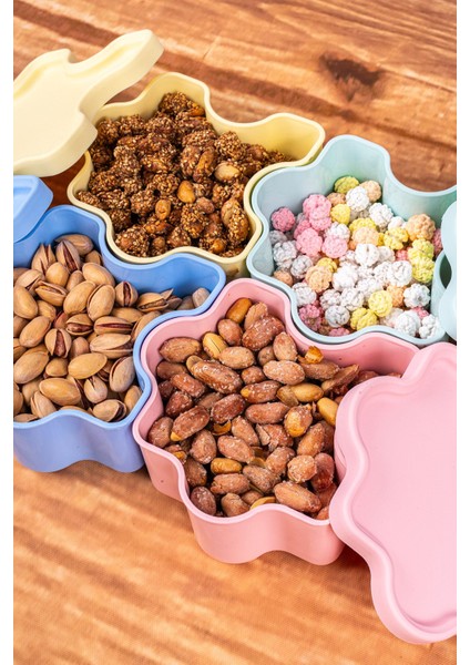 4'lü Renkli Kapaklı 11 cm Saklama Kabı Seti, Çerez ve Kahvaltılıklar Için Mükemmel