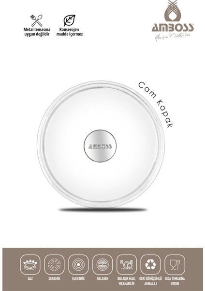 20 cm Titanyum Kaplama Cam Kapaklı Derin Döküm Tencere modelleri