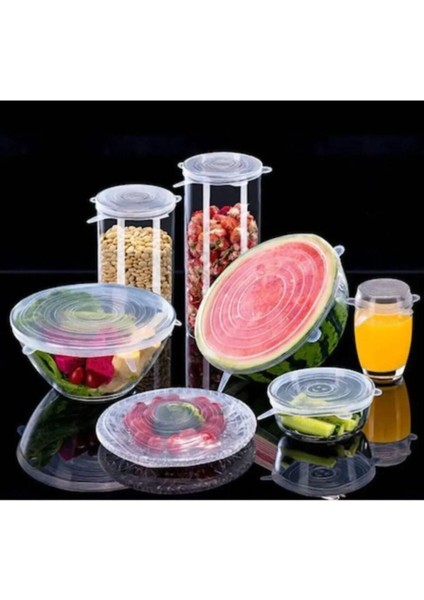 Beyaz 6'lı Taze Saklama Silikon Kapak Seti