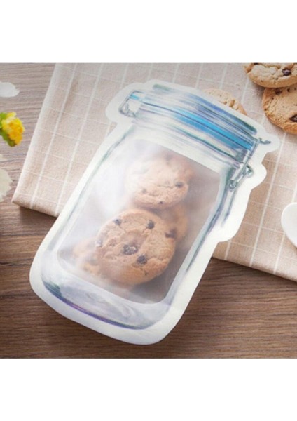 Büyük Boy Mavi Kavanoz Görünümlü Kilitli Saklama Poşeti 600 Ml, 5'li Paket fiyatları